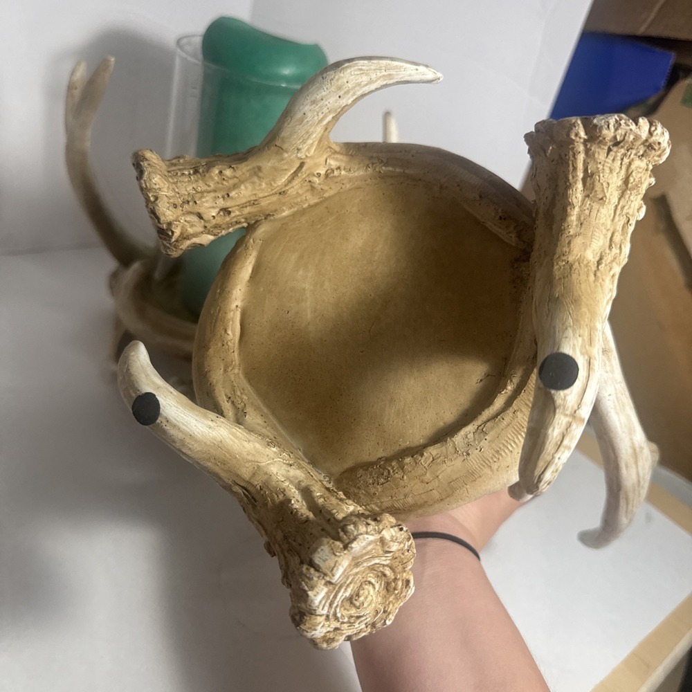 Rustic Faux Deer Antlers Candle Holders 9 Inch Set Of 2 Candles Included - Picture 10 of 11